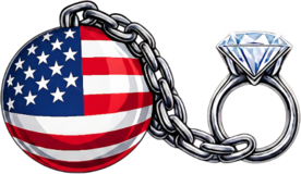 Ball & Chaney logo — an American flag ball and chain with a diamond ring